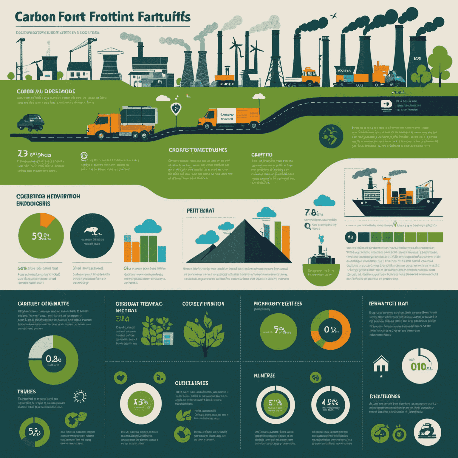 Infographic showing various methods of carbon footprint reduction across different industries